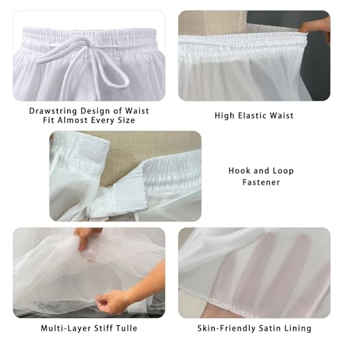 Women's 8 Layer Tulle Hoopless Petticoat Skirt with Lace Trim A-Line Long Crinoline Underskirt Slip for Bridal Ball Gown Wedding Dresses4