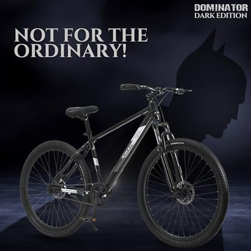 Image of FitTrip Dominator 29T Non-Gear MTB Cycle for Men | Zoom Lockout Suspension | Clarks Dual Disk Brakes | Zero Maintenance | Unisex Single Speed Without Gear Cycle (Dark Edition)