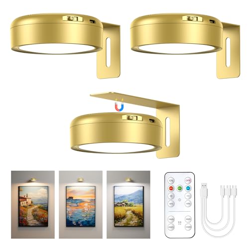Lampe murale sans fil Bonsery lot de 3 appliques magnétiques rechargeables 2000 mAh pour tableau
