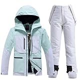 HOTIAN Conjunto de chaqueta y pantalones de esquí para mujer, 2 piezas, traje de esquí para mujer, resistente al agua, cortavientos, invierno, exterior, cálido, esquí, ropa de esquí para mujer, 167