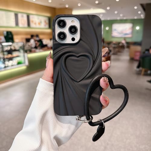 Coque cœur 3D iPhone 15 Pro en silicone souple avec chaîne - 4