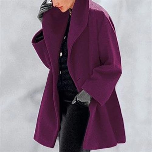 Manteau d'hiver décontracté chaud coupe ample boutonné sur le devant violet L - 6