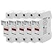 Baomain 5-Pack Cylindrical Fuse Holder RT18-32(X) 10 X 38mm Fuse Base Single Pole 35mm DIN Rail Mount 32A 690VAC with Indicator Light UR & CE Certified