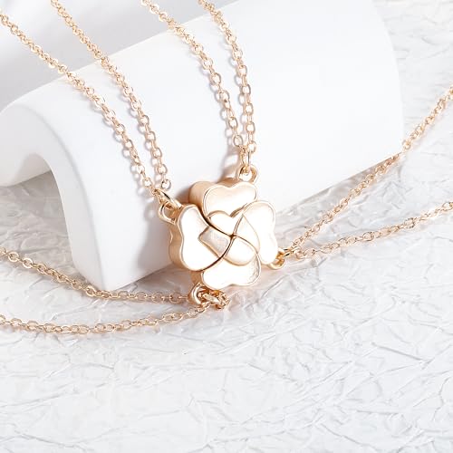 Image of Sunflower Jewellery Friendship Necklace for 3 4 Stainless Steel Heart-Shaped Necklace /Bracelet Three Hearts Composed of Friendship Necklace /Bracelet, Gifts for Friends