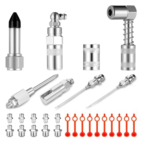 Qusedwey Kit de Acoplador de Grasa, Herramienta, Punta de Grasa, Kit de Acoplador de Grasa de 28 Piezas, Accesorios de Engrase de Conexión Rápida, Accesorios de Lubricación Completos
