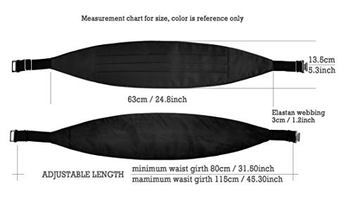 Tuxedos Girdle Cummerbund Bow Tie Pocket Square Handkerchief Set Salutto Formal Solid Color Black #TOP1