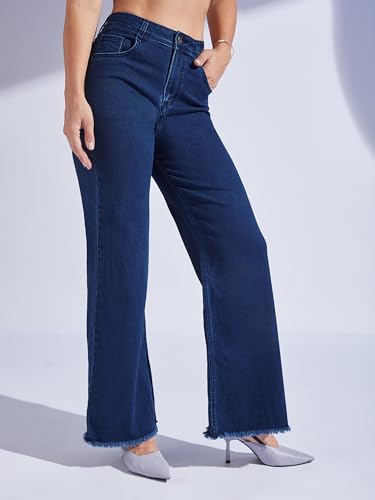 Image of Miss Chase Women's Wide-Leg High-Rise Regular-Length Stretchable Shaping Denim Jeans