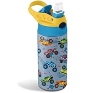 12 oz Monster Truck Kids Water Bottle, Cool Cars Water Bottle for School, Kids Insulated Bottles ...