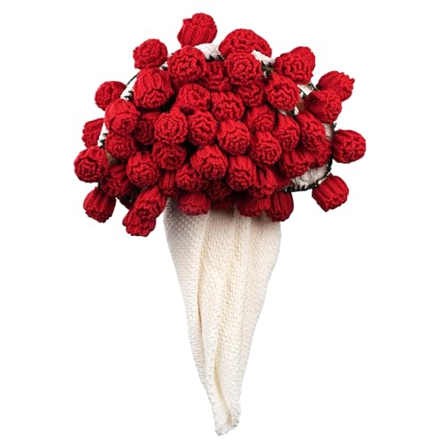 LetCartMaker Crochet Flower Bouquet Blanket, Finished Rose Bouquet Blanket Handmade Knitted Throw Floral Blankets for Birthday Mother's Day Valentine’s Day Gift