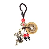 Mansiyuyee The Monkey King Sun Wukong Statue Keychain with Feng Shui Coins, Zodiac Monkey Lucky Charms Good Luck Keychain Tassel