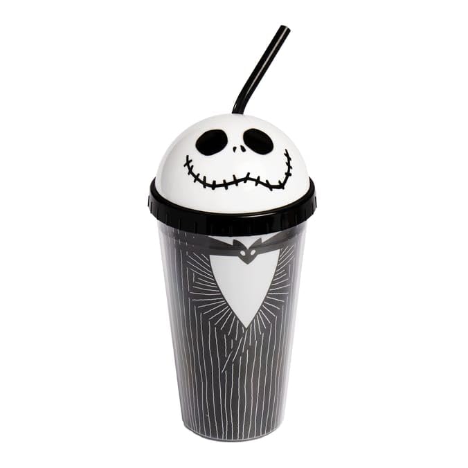 Swan Household Halloween Decoration Jack Skellington Tumbler with Straw for Halloween Party for Halloween Home Workplace Decoration