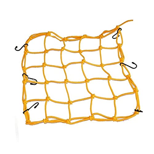 PRETYZOOM Bungee Mesh Carrier Bag Durable Yellow Cargo Net with Hooks for Helmets and Luggage Storage