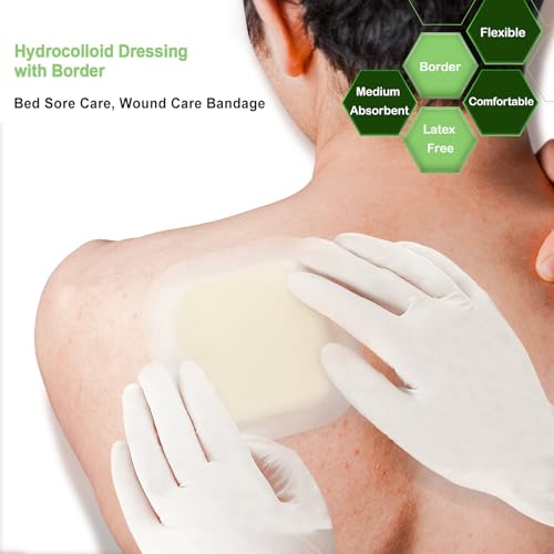 NeuHeils Hydrocolloid Adhesive Bandages, Hydrocolloid Wound Dressing with Border 4''x4'' for Light to Medium Exudate Wounds, Bed Sore, Minor Burns, Abrasions, Cuts, Superficial Wound 10 Packs - Thumbnail 3