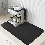 Dolic Kaffeematte Gummirücken Kaffeemaschinen Matte Saugfähige Geschirr Trocknermatte für Küchenarbeitsplatte, Thekenmatten für Arbeitsoberflächen Passt unter Kaffeemaschine (Black, 30 x 40 cm)