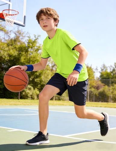 Image of Somaibo Boys Athletic Shirts Mesh Kids Short Sleeve T-Shirts Quick Dry Youth Activewear Tops for Teens