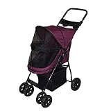 Pet Gear No-Zip Happy Trails Lite Pet Stroller for Cats/Dogs, Zipperless Entry, Easy Fold with Removable Liner, Storage Basket + Cup Holder, New Raspberry (PG8030NZRBU2)