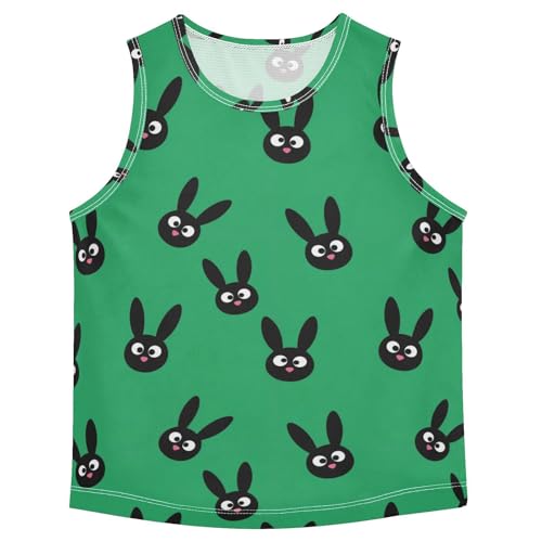 J JOYSAY Cartoon Rabbit Green Boys Tank Top Sleeveless Muscle Shirts Quick Dry Active Sport Workout Kids T-Shirts 3-15T