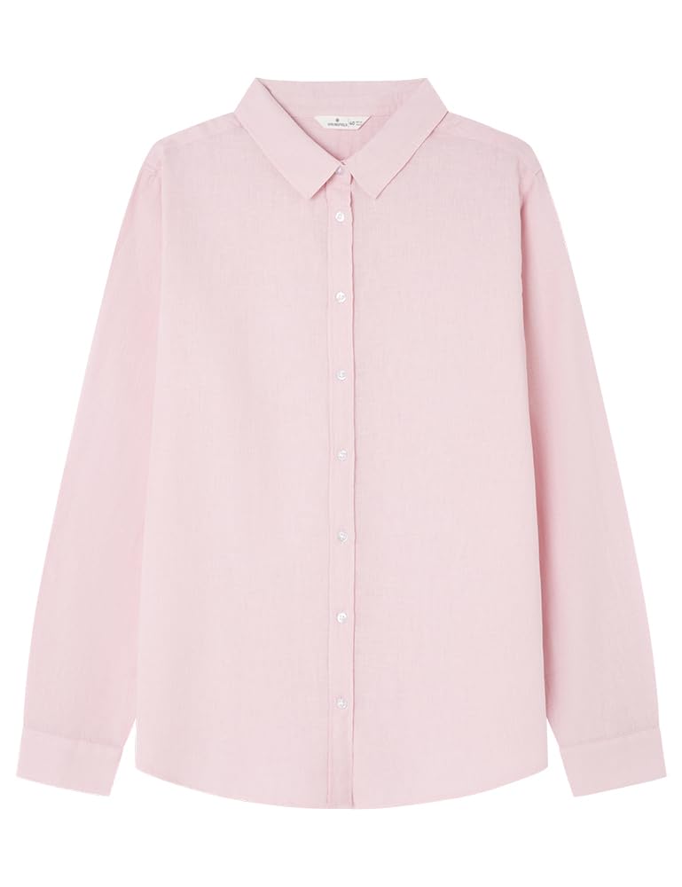 SPRINGFIELD Women's 6.Gym.Camisa Lino Básica Shirt, Light Pink, 12