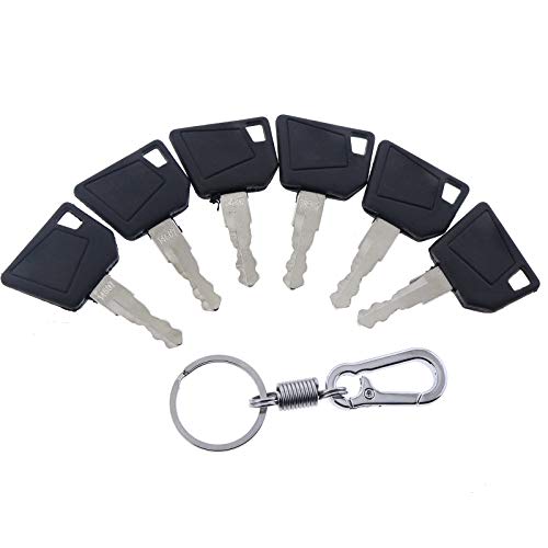 Ztuoauma 6X 14607 701/45501 Ignition Keys With Key Chain For Jcb 3Cx Bomag Dynapac Terex Vibromax Nh Ford Moxy Wacker Neuson Hamm Volvo Mini Excavator Bomag Cat New Holland #TOP2