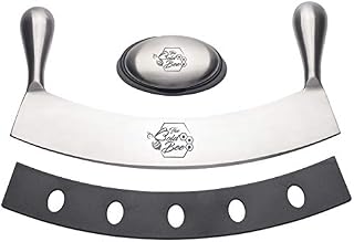 The Bold Bee's 12" Stainless Steel Mezzaluna Knife & Cover + FREE Stainless