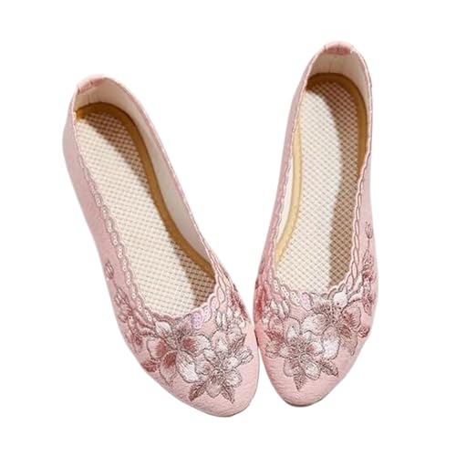 Chaussures d'été en tissu pour femme au style ethnique brodé chic