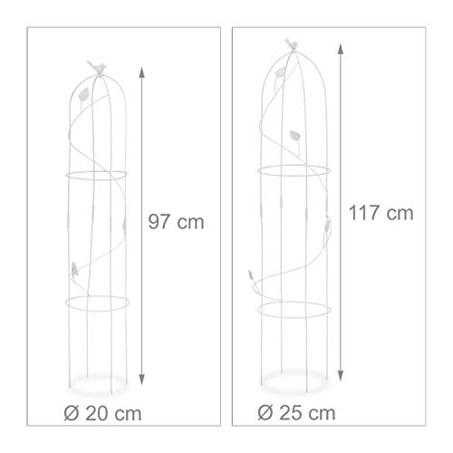 Rosenobelisk Relaxdays Rankhilfe 2er Set in Blatt Design freistehend