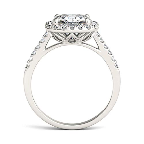 Charles & Colvard Created Moissanite 8Mm Cushion Cut Engagement Ring For Women | 2.88 Cttw Dew | Lab Grown | Solid 14K White Gold With Rhodium | Size 7 #TOP2