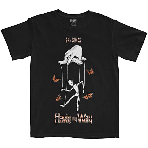 T-Shirt Lil Skies Rock Off Butterfly Puppet Hommes Unisexe en coton noir taille Large