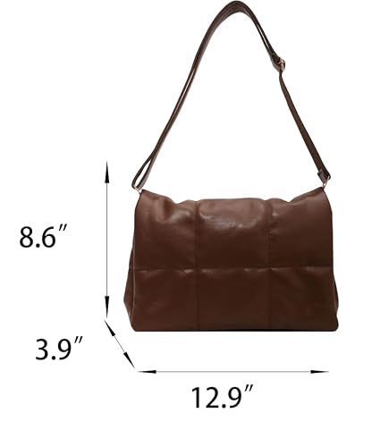 Women's Trendy Quilted Crossbody Bags Adjustable Chain Strap Cassette Puffer Padding Shoulder Bag Puffy Hobo Bag (Black) #TOP6
