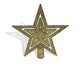 christbaumspitze stern gold glas Design/ Optik: Frost mit Glitzeroptik durch Lichtreflektion