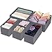 homyfort Dresser Drawer Organizer, Foldable Cloth Storage Box Closet Cube Basket Bins Containers Divider with Drawers for Underwear, Bras, Socks, Ties, Scarves, Set of 6, Grey