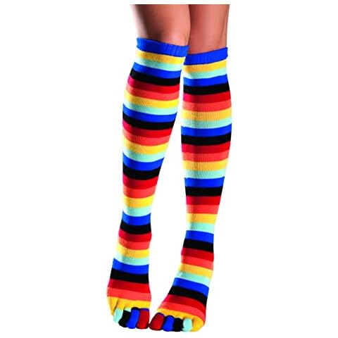 ENVY BODY SHOP Women's Soft Stretchy Rainbow Knee High Socks with Individual Rainbow Toes Cover