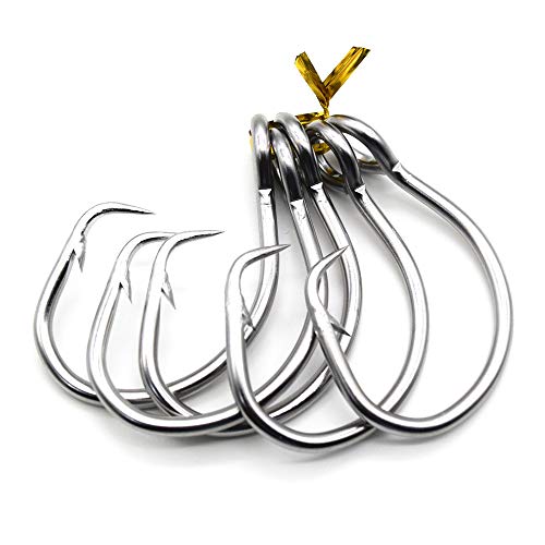 11/0-16/0 Big Game White Forged Offset Circle Hooks Shark & Swordfish (Pack Of 10) #TOP1