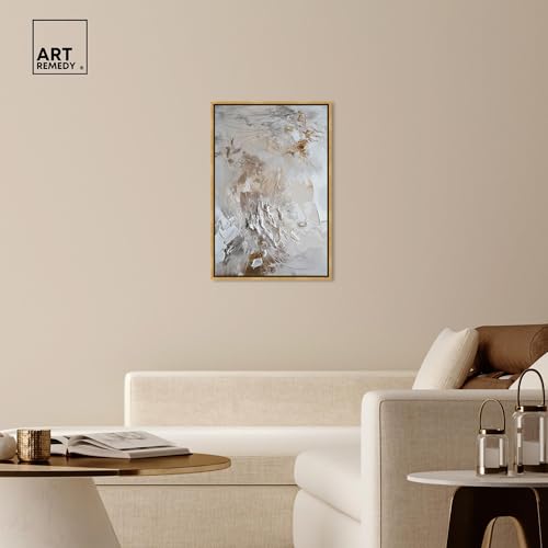 Art Remedy Pearl Glimmer Canvas Elegant Gold Abstract, Gold Frame, 24" x 36" by Art Remedy - Used condition - Image 3