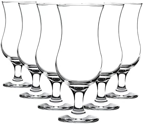 Rink Drink 6X 460ml Pina Colada Glasses - Tall Hurricane Style Poco Grande Party Milkshake Drinking Barware - Dishwasher Safe