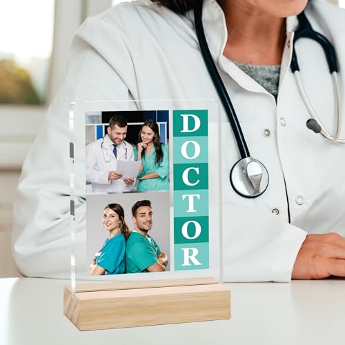 Image of Giftplease Best Doctor Photo Plaque with Wooden Stand | Personalised Gift for Doctors | Thank You Gift for Medical Professionals | Home Office Table Decor |Appreciation Frame for Doctor DCT 07