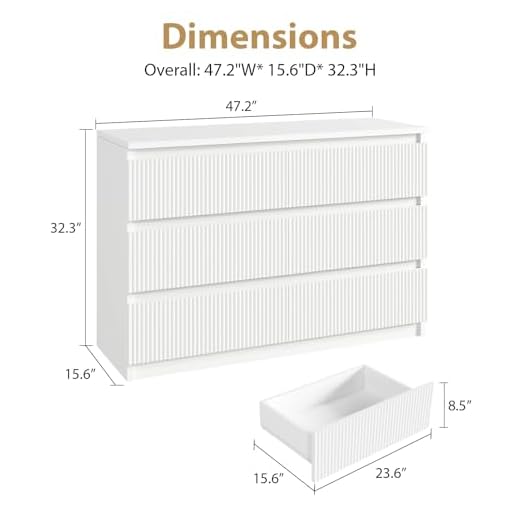 Jocoevol Fluted 6 Drawer Dresser