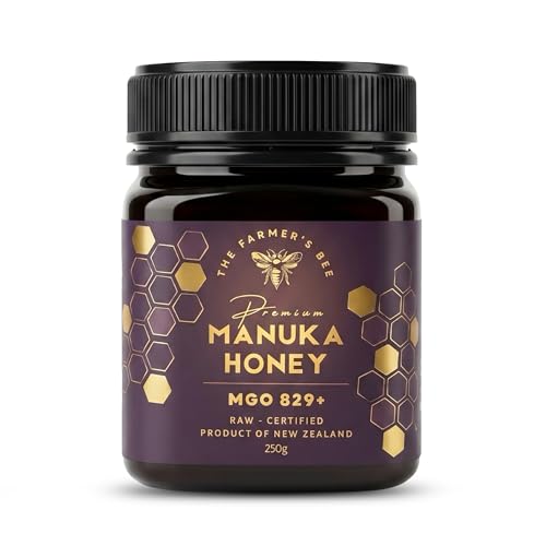 Image of THE FARMER'S BEE New Zealand Manuka Honey MGO 829+ (20+) | Monofloral Raw Honey | MGO Tested | Premium Imported Honey | Maximum Potency | Cellular & Immune Reinforcement | Antioxidant-Rich | 250g