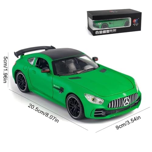Image of WORSHIPER 1:24 Diecast Model Alloy Mrcedes AMG GTR Alloy Metal Pull Back with 6 Openable Doors & Sound Light Toy car for Kids Best Gift Toys for Kids Boys (1:24 AMG GTR - Green Color)