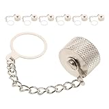 GARIOUANS 7個SO239メスコネクタキャップ N型コネクタダストキャップ チェーン付き 全銅ニッケルメッキ製 防水仕様 簡単取り付け アダプター用 屋外通信に最適 シルバー色 保護カバー