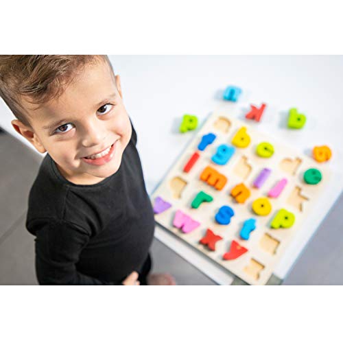 Image of New Classic Toys Puzzle Alphabet Educational Wooden Toys for 2 Year Old Boy and Girl Toddlers Learn The Alphabet, Multi-Colour Colour, Lowercase