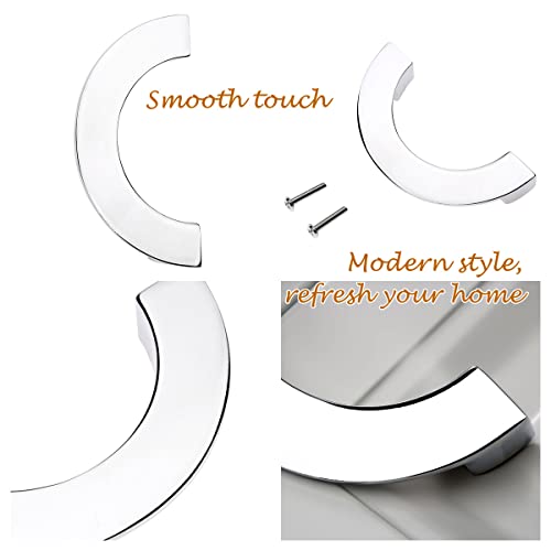 Muxsam 3.75"/96 Mm C-C Furniture Pull Handles, Semi Circular Half Circle Cabinet Wardrobe Door Drawer Pulls Minimalism Handle Knobs With Mounting Screws, 2-Pack, Polished Chrome #TOP2