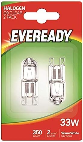 10 x Eveready branded G9 40W Halogen Light Bulbs Clear Capsule Lamps Long Life