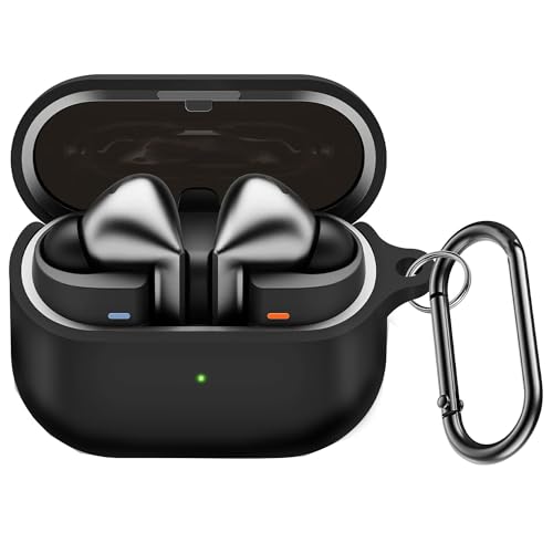 Coque Galaxy Buds 3 anti-rayures étui silicone noir souple antichoc avec anneau de fixation