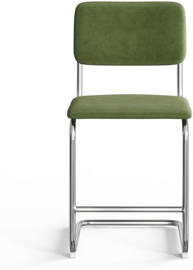 Pemberly Row Velvet Counter Height Stool (Set of 2), Forest Green Upholstery, 19" W x 19.5" D x 37" H, Metal S-Frame, Padded Seat, Modern Design, Durable Bar Seating for Kitchen or Home Bar