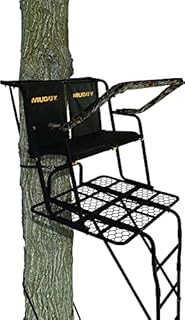 Muddy MLS2300 Partner 17' Double Steel Ladder Tree Stand with Spacious Platform for Big Game/Shooting/Hunting