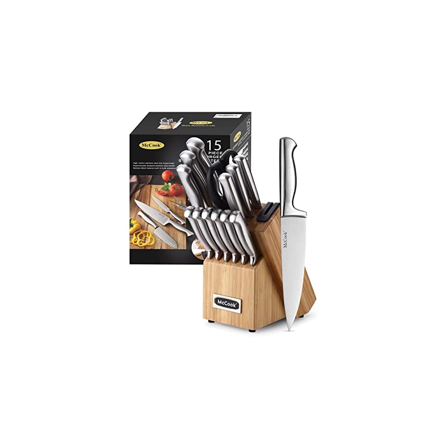 McCook-MC19-Knife-Sets15-Pieces-German-Stainless-Steel-Knife-Block-Sets-with-Built-in-Sharpener McCook® Knife Sets,German Stainless Steel Knife Block Sets with Built-in Sharpener