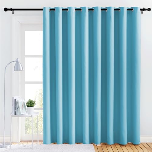 NICETOWN Lower Noise Room Divider Curtain Screen Partitions, Teal Blue, 1 Panel, 84" Tall x 120" Wide, Blackout Sound Reducing Divider Room Curtain Panel for Doorway/Glass Window/Sliding Door/Patio