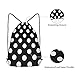 Beabes White Polka Dots Drawstring Bags Backpack Bag Big Circle Black Retro Background Simple Texture Fashion Print Sport Gym Sack Drawstring Bag String Bag Yoga Bag for Men Women