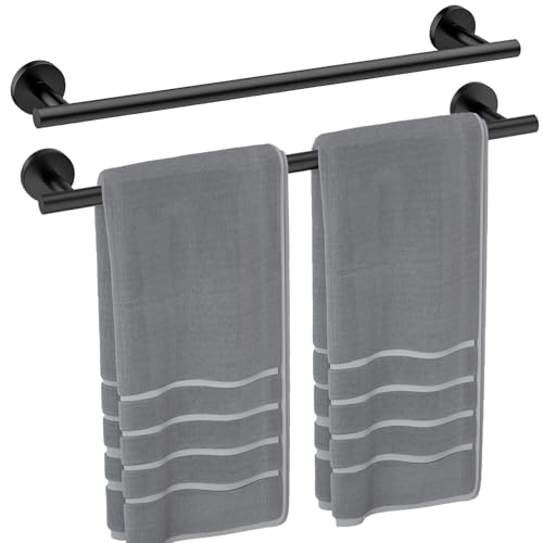 Luxbaro 2 Pack 24 Inch Matte Black Towel Bar, Thicken, Total Length 26-Inch